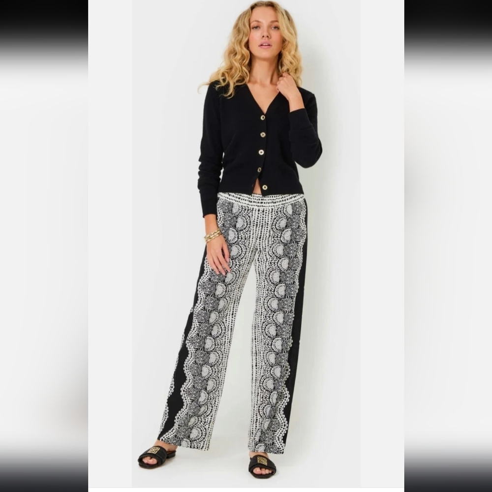 Lilly Pulitzer Black and White Palazzo Pants Coconut Pineapple Princess - Picture 7 of 9